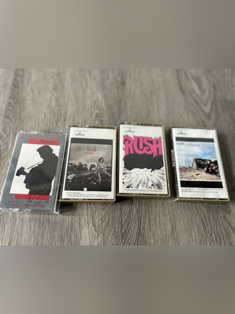 3 Rush Cassette Tapes & Vintage 1 Johnny Cash Hall Of Fame Series Music Cassette